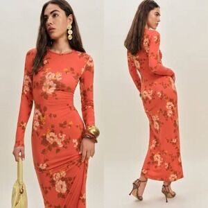 NWT Reformation Tommie Knit Dress Coral Bloom
